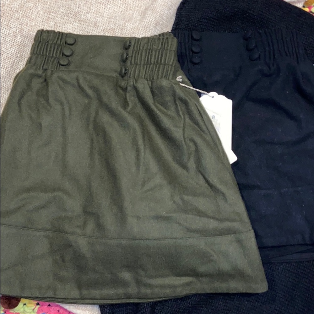 Clearance -Size 8 Wool High Waist A Line Skirt Black & Green